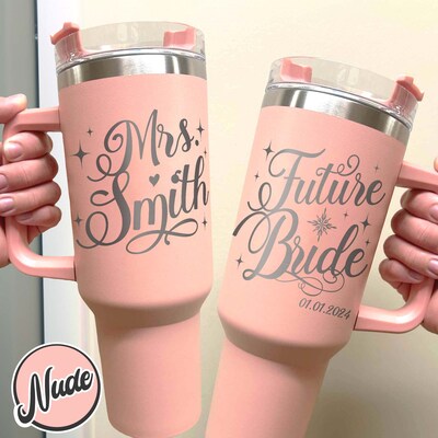 Engagement Cup Future Mrs, Personalized Future Mrs Mug, Engaged Af Tumble, Engaged Tumbler, Engaged 40oz Tumbler, Engagement Gift For Bride - image5